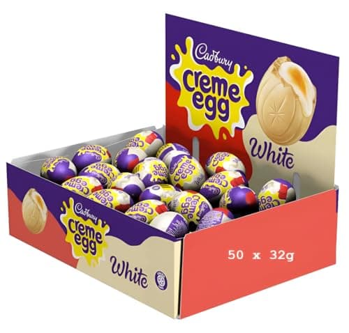 Image of Cadbury White Chocolate Creme Egg (Pack of 50) Easter, Egg Hunt, Thank you Gift, Present, White Chocolate Filled Eggs OFFICIAL Perfect For Easter Egg Hunt School