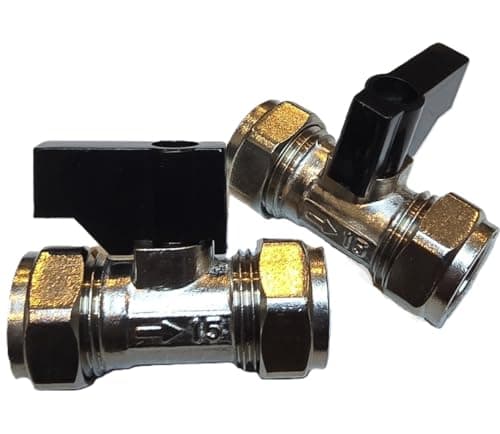 Image of TC 15mm Compression Isolation Valve with Black Lever Handle Thumb Turn Bolofix Isolating Valve WRAS Approved- Pack of 2