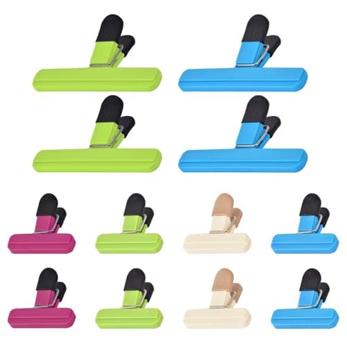 Image of Zhtulck Bag Clips for Food Storage, 2 Sizes - 12 Pcs Food Bag Clips for Food Storage, Reusable Food Clips, Food Clips Bag Sealing Clips for Snacks Coffee Home Kitchen, 4 Color