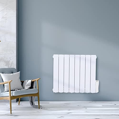Image of 1200W Aluminum Oil Filled Radiator with Adjustable Thermostat, 8 Fins Portable Electric Heater with Timer 7 days / 24 Hours, Wall Mounted Electric Radiator for Home, 69x8x57.5cm