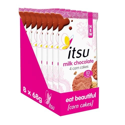 Image of itsu Milk Chocolate Corn Cakes 68g | Sharing Snack | Gluten Free | Pack of 8