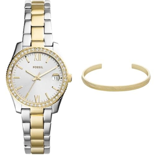Image of FOSSIL Women's Scarlette Mini Two-Tone Stainless Steel Watch and Harlow Gold-Tone Bracelet, Set
