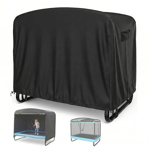 Image of 6FT Mini Trampoline Cover, Rectangular Trampoline Cover Heavy-Duty 420D Outdoor Trampoline Shade Cover Waterproof 6FT Toddlers Trampolines Protection Cover