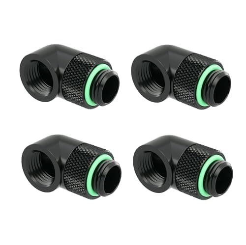 Image of Barrow G1/4" Male to Female Extender Fitting, 90 Degree Rotary, Black, 4-pack