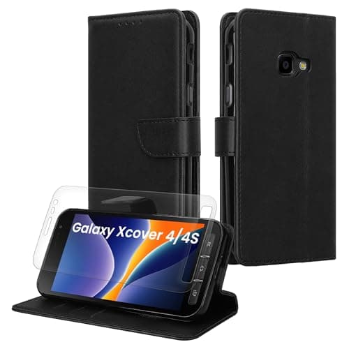 Image of kwmobile PU Faux Leather Case Compatible with Samsung Galaxy Xcover 4 / 4S - Wallet Case with Screen and RFID protection - Black