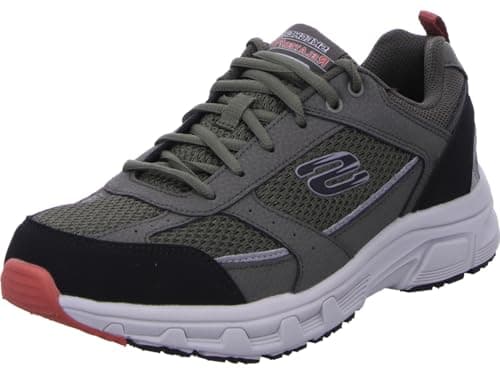 Image of Skechers Men's Oak Canyon Verketta Sneaker, Olive Leather/Mesh/Black Pu/Trim, 9.5 UK