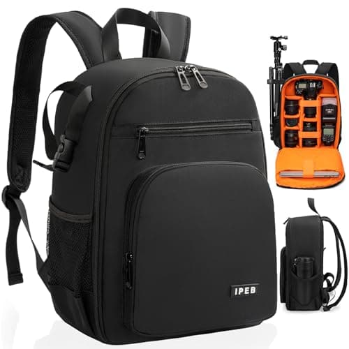 Image of IPEB Camera Backpack Bag with Tripod Holder Water Resistant Camera Cases Photography Backpack Anti-Theft for DSLR Camera
