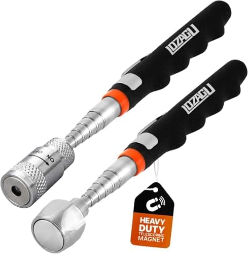 Image of LOZAGU 2 Pack Telescoping Magnet Pick-up Tool Set (16lb Pull Force) and LED Extendable Magnetic Pick Up Tools