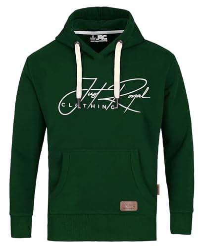 Image of JRC Just Royal Clothing Mens Pullover Fleece Hoodies, Lightweight Casual Hooded Sweatshirt Tops with Kangaroo Pockets for Gym & Running (Bottle Green, L)