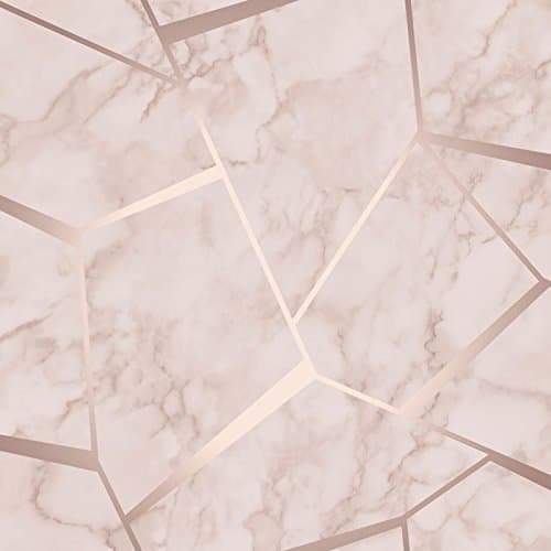 Image of Fine Decor Fractal Geometric Marble Wallpaper Rose Gold FD42264