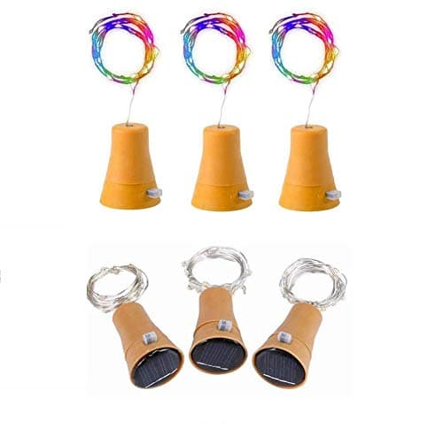Image of 6pcs Led Solar Cork Wine Bottle Fairy Light with 1M Copper Wire Shape Bar lamp for Bottle, Party, Wedding, Festival and Halloween (Colourful)