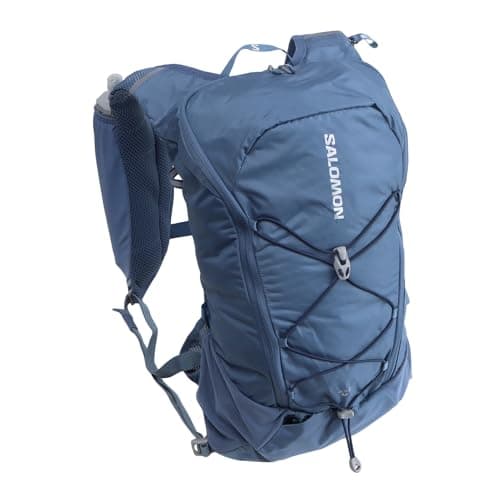 Image of Salomon Agile 12 Set Unisex Backpack for Long Excursions with 2 Flasks (500ml), Perfect for Running, Hiking and Training, Capen Blue