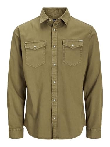Image of Jack & Jones Mens Jjesheridan Shirt L/S Noos Shirt, Forest Night, L