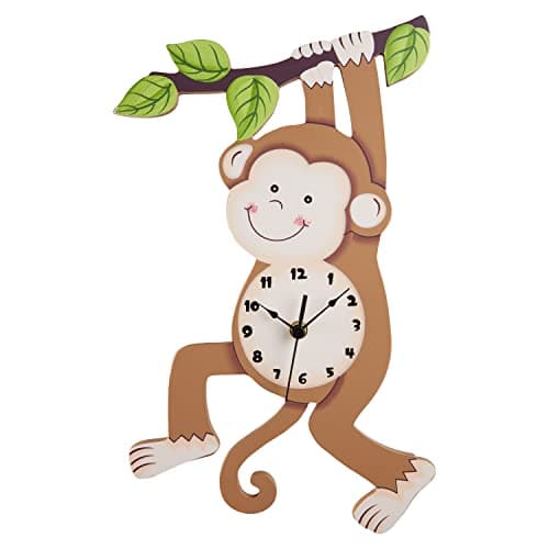 Image of Fantasy Fields Sunny Safari Monkey Wall Clock for Kids with Easy-to-Read Numbers and Silent Movement