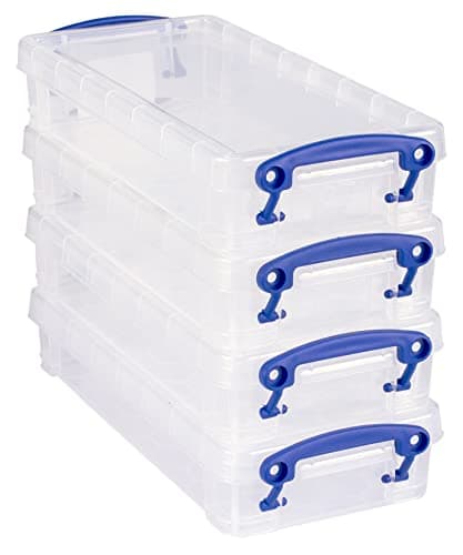 Image of Really Useful Plastic Storage Box 0.55 Litre Clear (Pack of 4)