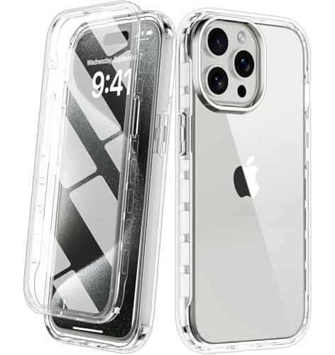 Image of NWNK13 For iPhone 16 Pro Max 6.9'' inch Case Crystal Clear Slim Fit Front & Back 360° Case Built-in Screen Protector Transparent Full Body Silicone Gel Mobile Phone Cover
