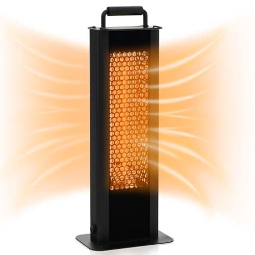 Image of COSTWAY 1200W Patio Heater, Outdoor Portable Electric Warmer with Double-Sided Heating, Tip-over and Overheat Protection, Freestanding Aluminum Heater for Garden Garage Bedroom, IP65 Waterproof