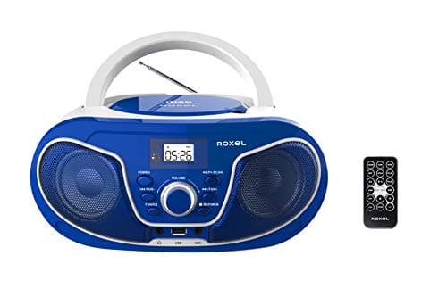Image of Roxel RCD-S70BT Portable Boombox CD Player with Remote Control, FM Radio, USB MP3 Playback, 3.5mm AUX Input, Headphone Jack, LED Display Wireless Music Streaming (Blue)
