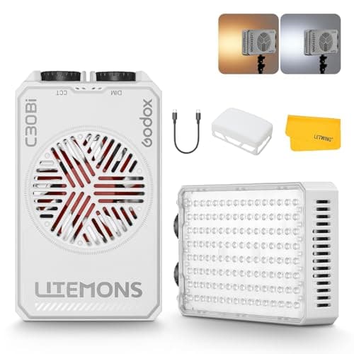 Image of Godox Litemons C30Bi LED Light Panel, Bi-Color Portable on Camera Light 2800K-6500K Continuous Light with Battery, LED Photography Light for Shooting Video and Live Streaming