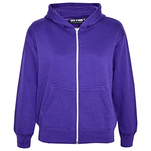 Image of A2Z 4 Kids Plain Full Zip Hoodie for Girls & Boys Long Sleeve - Zipper Purple 9-10