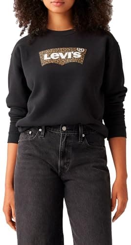 Image of Levi's Women's Everyday Crew Sweatshirt, Annessa Cheetah Bw Fill Caviar, M