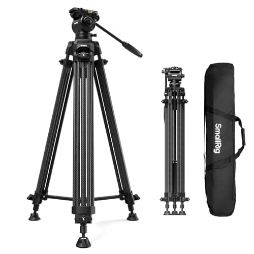 Image of SMALLRIG 73''/185cm Heavy Duty Carbon Fiber Video Tripod, Max Load 10kg (22lbs), Fluid Head with +85° to -78 Tilt Range, Compact Travel Tripod Weight 2.7kg(6lbs), Folded Height 87cm, AD-14-5441