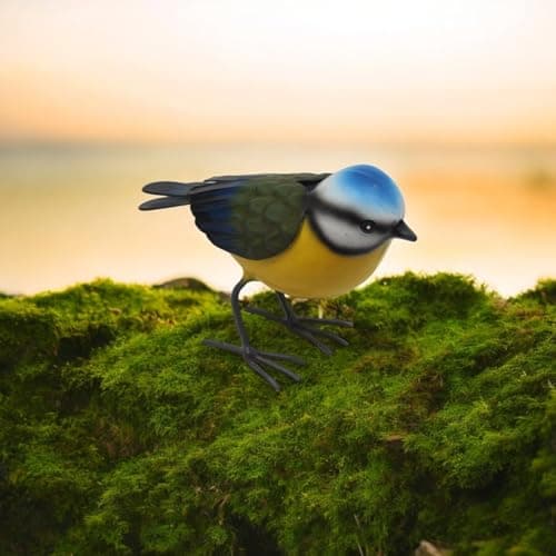 Image of Handcrafted Metal Bird Ornaments – Weather-Resistant Decorative Sculptures for Garden, Patio & Indoor Décor – Kingfisher & Blue Tit Designs – Durable Outdoor Wildlife Statues (Small Metal Blue Tit)