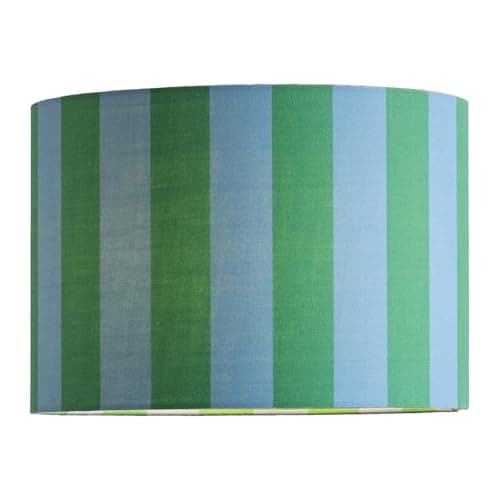 Image of ValueLights | Callie Colour Clash Blue and Green Stripe Large Fabric Drum Lamp Shade | 295mm Shade Width