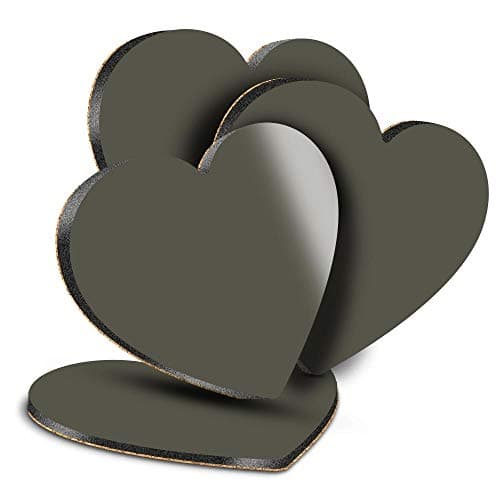 Image of Destination Vinyl ltd Great Coasters (Set of 4) Heart - Murky Dark Green Colour Block Drink Glossy Coasters/Tabletop Protection for Any Table Type #45814