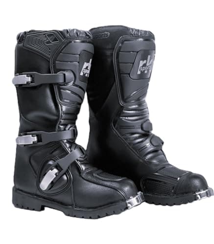 Image of RKsports KIDS MOTORCYCLE OFF ROAD NEW MOTOCROSS MX BLACK LEATHER BOOTS (BLACK, UK Footwear Size System, Big Kid, Numeric, Medium, 5)