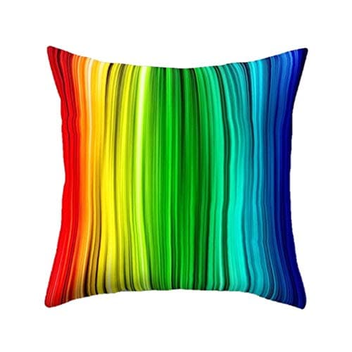 Image of Zodiark Cushion Cover with Vivid Rainbow Multi Colour Print Patterns 45x45cm (Stripes)