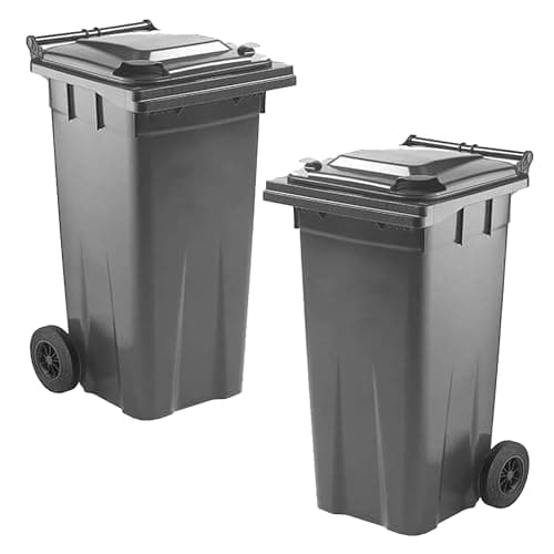 Image of STAR SUPPLIES 140 Litre Strong Compact Grey Waste Disposal Recycling Council Outdoor Wheelie Bin With Lid & Wheels