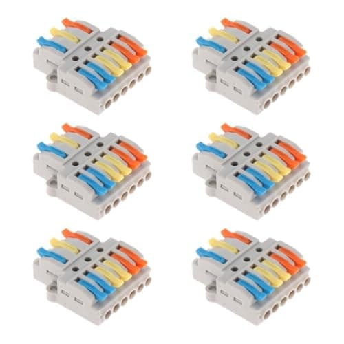 Image of AEDIKO 6pcs Lever Wire Connectors Quick Wiring Cable Connector Compact Wire Terminal Block for 28-12 AWG, 28-14 AWG (3 IN 6 OUT)