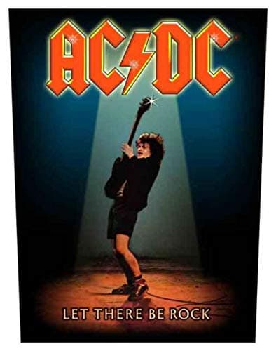 Image of ACDC Let There Be Rock Backpatch, 14.17 x 11.81 inches, Black, Rock Band Logo, Sewing, Embroidered Patch