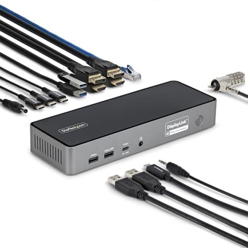 Image of StarTech.com Triple Monitor USB-C Docking Station, 4K 60Hz DisplayLink Dock for MacBook M1 M2 M3 M4 & Windows, 2.5GbE, 2x HDMI & 2x DP, 140W Laptop Charging, USB-C DP Alt Mode - TAA