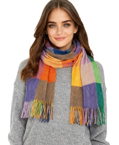 Image of DiaryLook Plaid Warm Blanket Scarf for Winter, Long Ladies Scarves Check Soft, Wool Tartan Shawl Wraps for Women