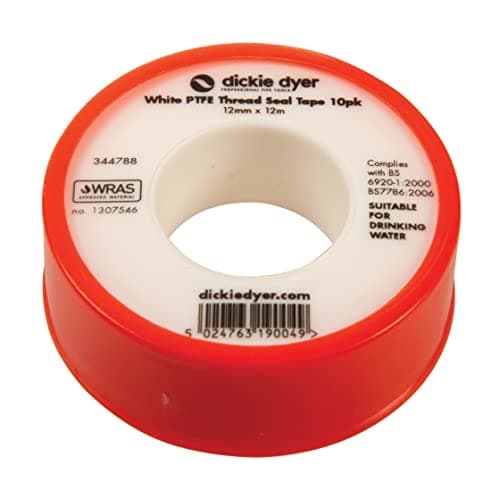 Image of Dickie Dyer 951652 PTFE Thread Seal Tape,Black/White,10pk 12 mm x 12m