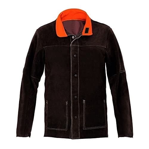 Image of Static Arc LEATHER WELDING JACKET COW SPLIT SPATTER HEAT RESISTANT WELDERS SLEEVED COAT PPE (44" Chest)