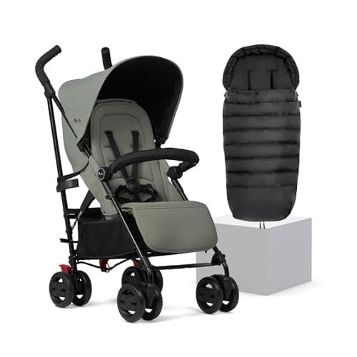 Image of Silver Cross - Pop 2 Pushchair & Footmuff - Foldable Travel Stroller - Buggy - Adjustable/Lie Flat Seat - Newborn to 4 Years - Sage