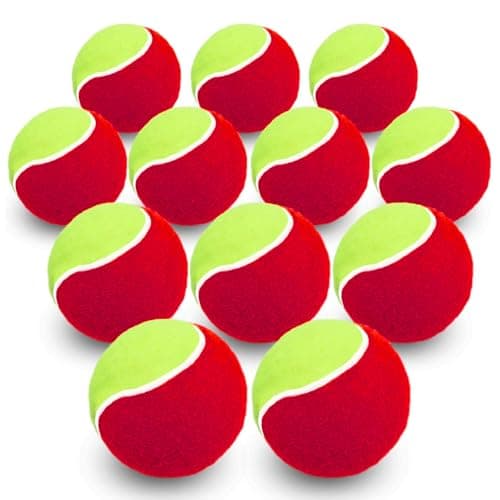 Image of FINGER TEN Kids Tennis Balls Soft Elastic Low Compression Stage Pressureless Bulk Training Tool Color Orange for Outdoor Youth Beginner Practice (12 Pack in Red)