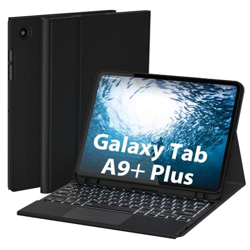 Image of Doohoeek Bluetooth Keyboard Case with Trackpad for Samsung Galaxy Tab Tab A9+ / A9 Plus 11 Inch 2023 (SM-X210/X216/X218), Backlit Wireless Detachable Type Folio, Black