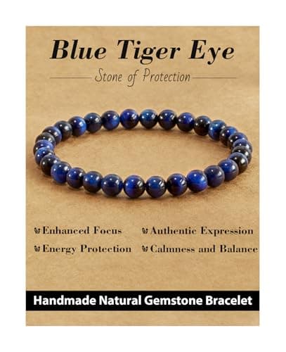 Image of Landorilo 6mm Crystal Bead Bracelet for Women and Men, Containing Healing Gemstones, Friendship Yoga Chakra Relaxation Elastic Bracelets, Christmas, Anniversary, Birthday Gift(Blue Tiger Eye)