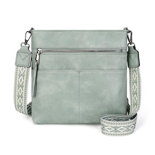 Image of GLITZALL Womens Leather Crossbody Bag PU Leather Shoulder Bag Lightweight Cross Body Handbag Adjustable Wide Strap Ladies Everyday Bag for Work Travel Shopping Secure Zip Pockets