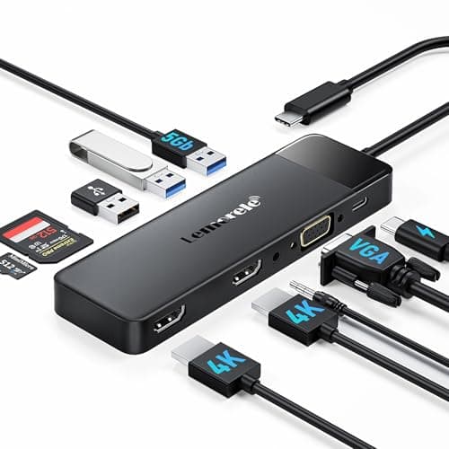 Image of Docking Station USB C Hub 3*Display- 10 in 1, Lemorele USB C Dock 2*HDMI Adapter 4K, 3 USB 3.0/2.0, VGA, PD 100W, Audio, SD/TF, for HP Laptops, ThinkPad, MacBook, Surface