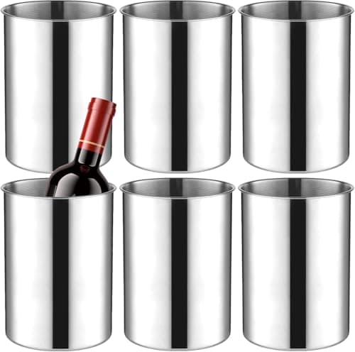 Image of 6 Pack Stainless Steel Ice Bucket, Thickened Wine Chiller Bucket for Beer, 750 ML Champagne Cooler, Metal Ice Pails for Parties, Backyard BBQs & Bars