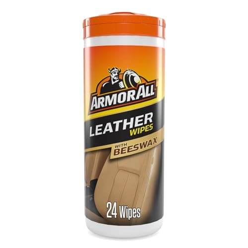 Image of Armor All Leather Wipes with Beeswax – 24 Pack – Cleans & Protects Leather Seats, Dashboards & Panels – Matt Finish, Fragrance‑Free, Prevents Stains, Smart Seal Lid – Made in the UK