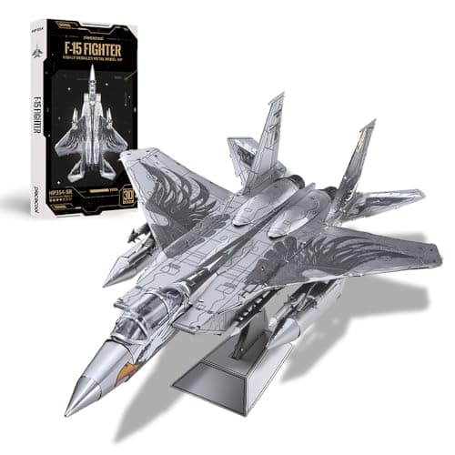 Image of Piececool 3D Puzzle Metal F-15 Fighter McDonnell Douglas Eagle, War Plane Craft Model Kits for Adults to Build, 3D Puzzles Adult Teens for Stainless Steel, Home Decoration, 84 Pieces