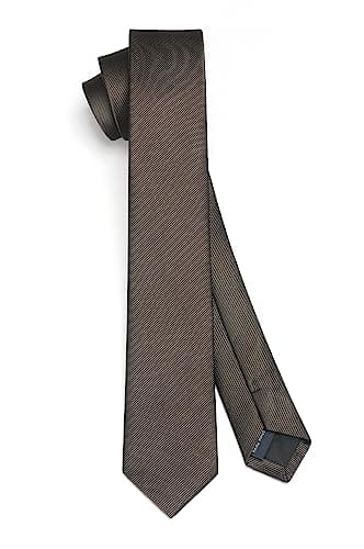Image of HISDERN Brown Tie Silk Skinny Tie Slim ties For Men Solid NeckTie Classic Formal Tie For Business Wedding(6cm)