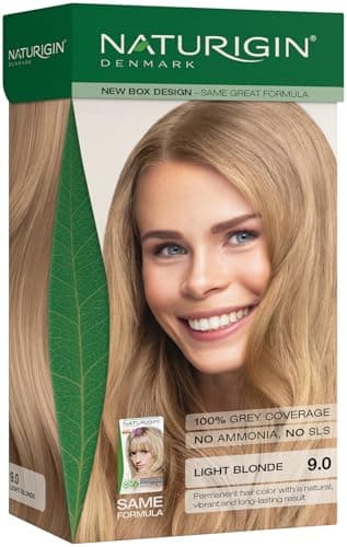 Image of NATURIGIN Light Blonde Hair Dye 9.0 | Permanent Hair Colour with Natural Ingredients | Ammonia Free | 100% Grey Coverage | Vegan | Luminous Blonde Colour | Natural Radiant Glow