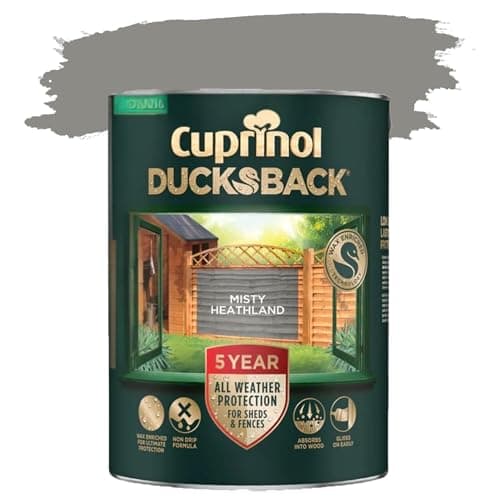 Image of DUAYRA Ducksback Fence Paint 5L | All Weather Protection Paints | Outdoor Sheds Fence Wood Treatment | Low VOC - 10m²/L Coverage | Quick Drying Waterproof | Non Drip, Wex-Enriched | (Misty Heathland)
